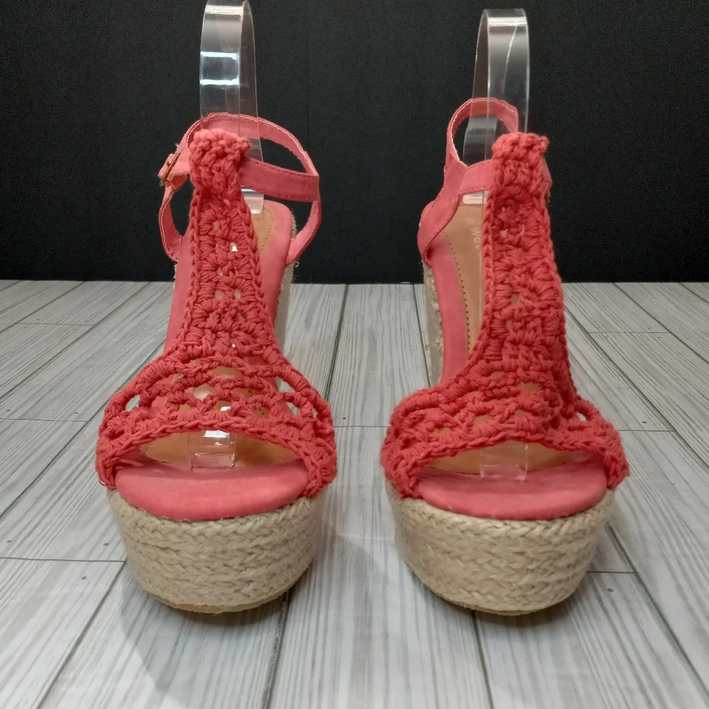 NEW Wet Seal Braided Crochet Espadrille Wedge Platforms